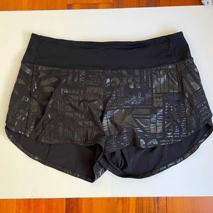 LULULEMON RUNNING SHORTS Black Manifesto print